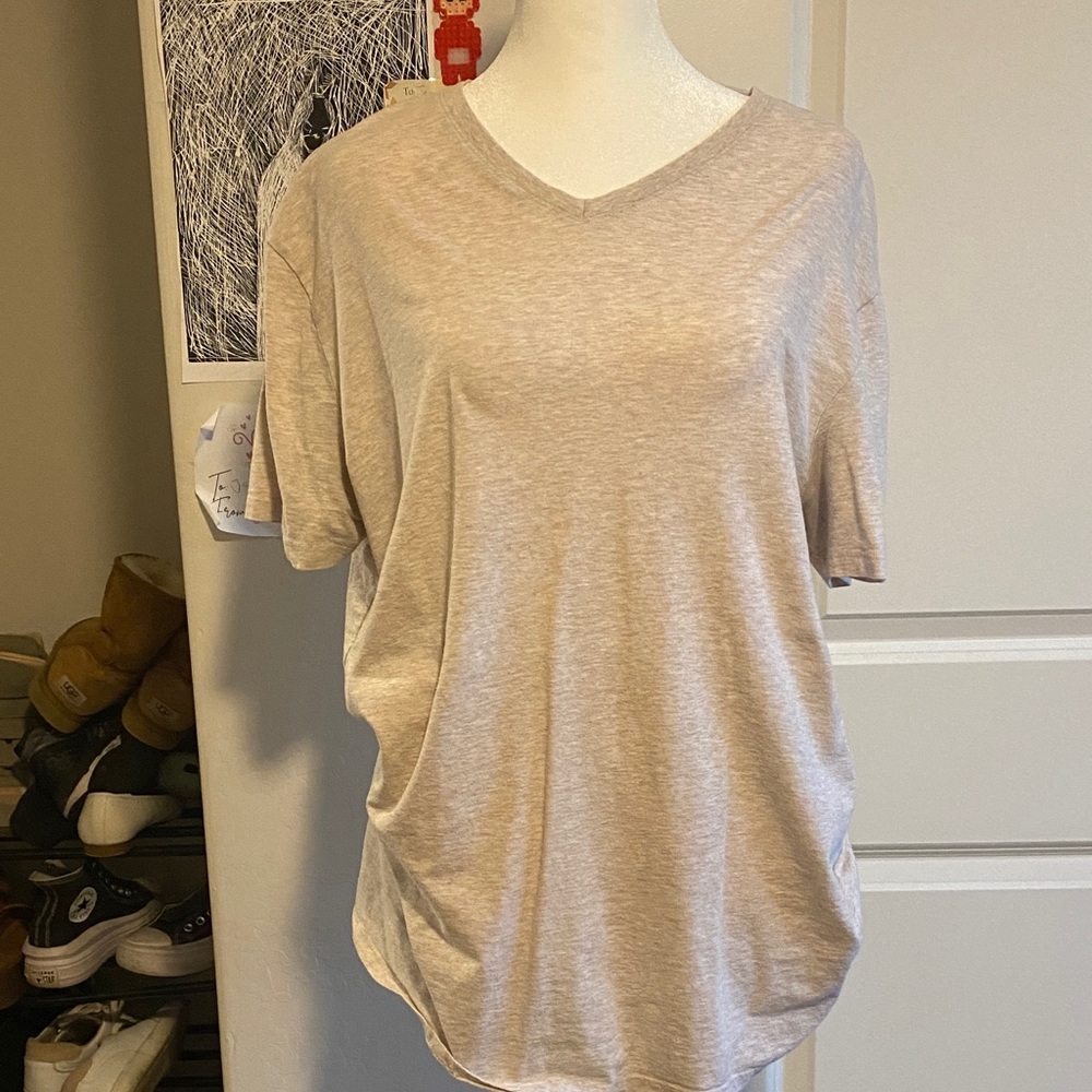 Apt. 9 Light Beige V-Neck Short Sleeve Top